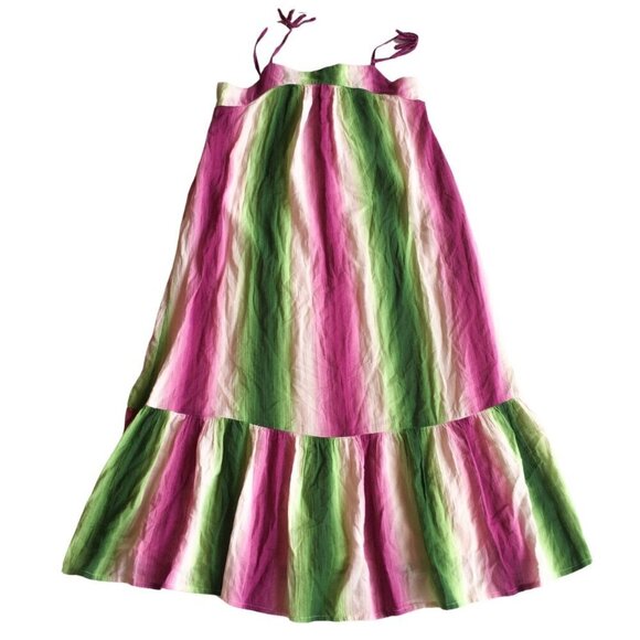NEW Janie & Jack Ombre Striped Pink,Green & White Spagetti Strap Dress - Size 10 - Picture 1 of 8